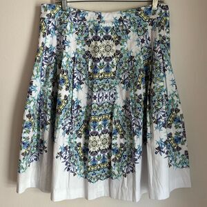 Talbots Women’s pleated floral regal garden party knee length skirt size 10 EUC!